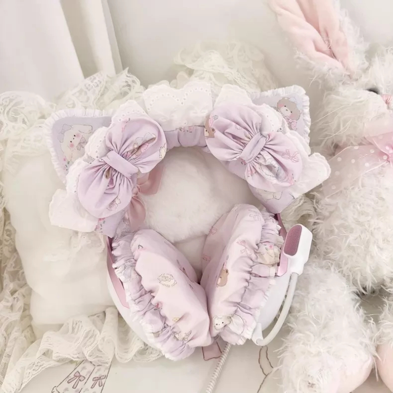 Ruffled Edge Lace Head Mounted - Headphone Stand Desk 评论和价格